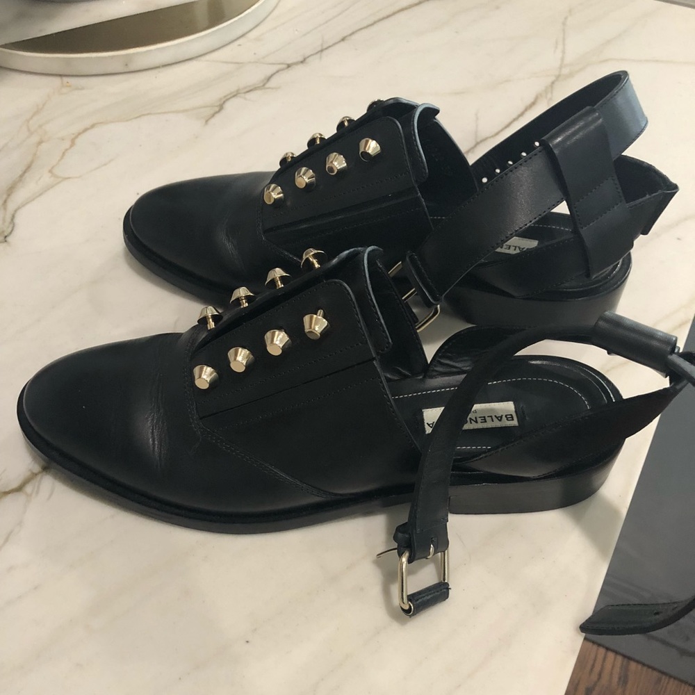 Balenciaga studded loafer with ankle strap